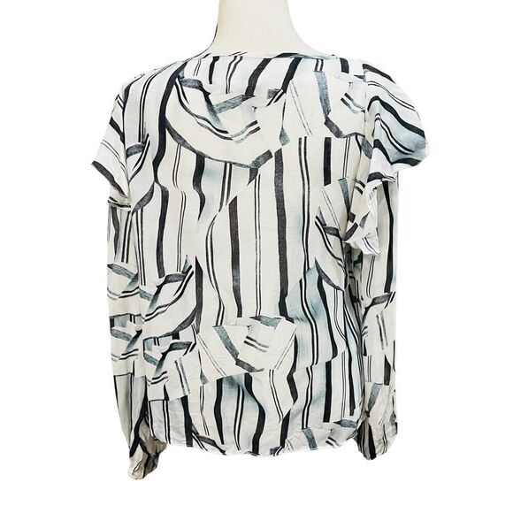 NICOLE MILLER ARTELIER long sleeve knot front printed blouse top size small - Picture 9 of 13